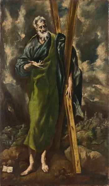 Saint André Devant La Ville De Tolède by 
																			 El Greco